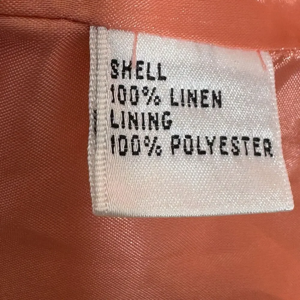 NWT Talbots 14 Floral Linen Blazer Pink Orange Jacket Floral Spring Casual